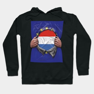 Netherlands Flag European Union Flag Ripped Open - Gift for Dutch From Netherlands Hoodie